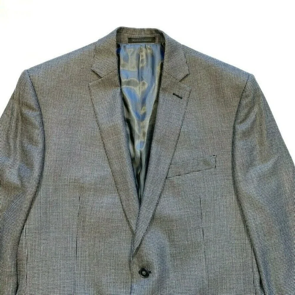 Calvin Klein Nailhead Silk‎ Wool Blazer Sport Jacket Coat Two Button 40L EUC